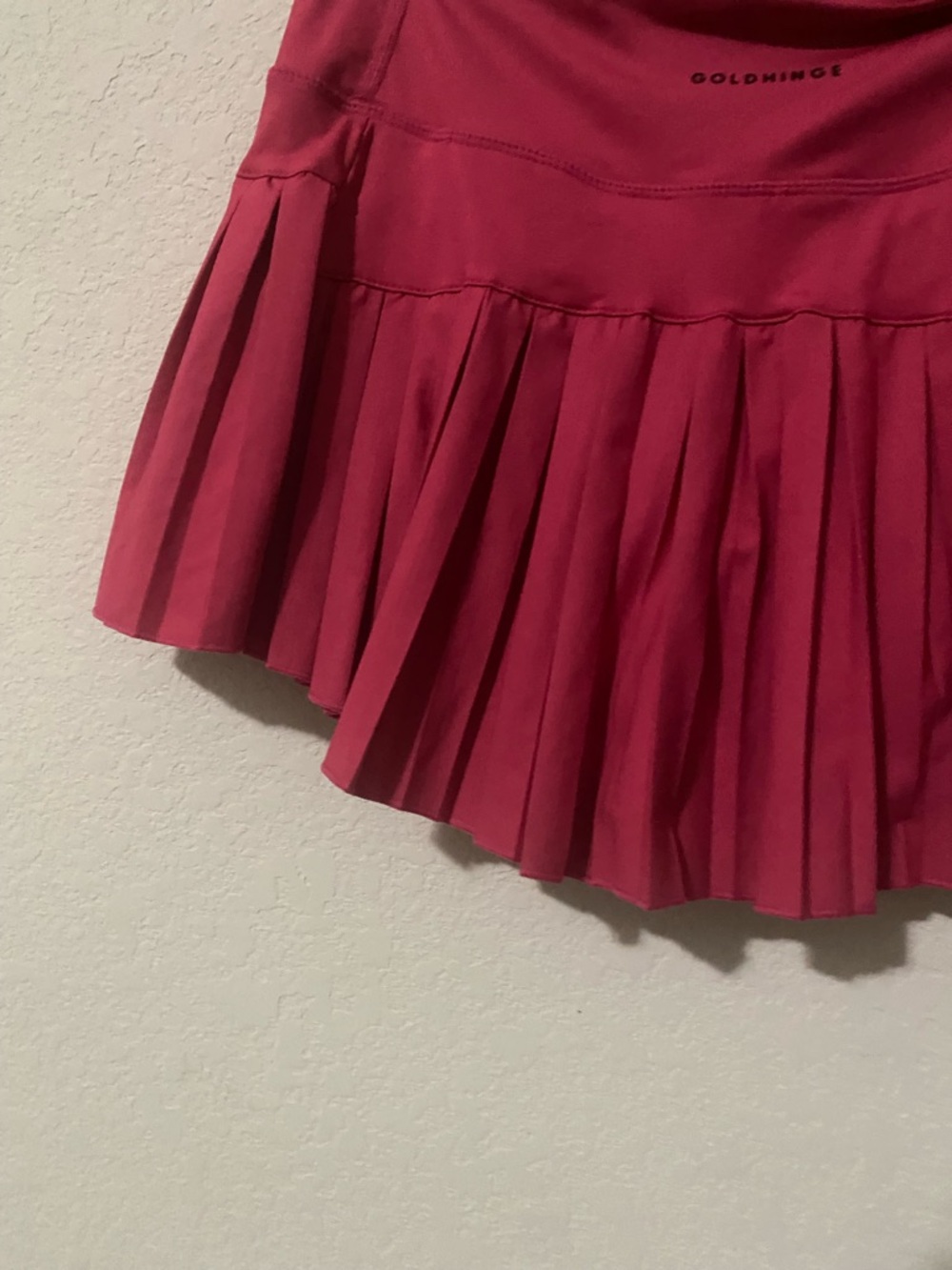 Gold Hinge Pink Pleated Tennis Pickleball Golf Attached Shorts Mini Skirt S - Picture 11 of 12